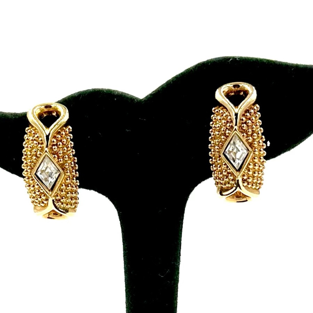 Swarovski Crystal Gold Clip On Earrings Vintage
